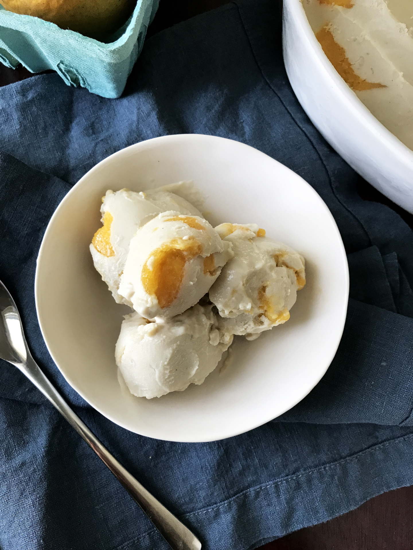 Tahini Ice Cream with Mango Swirl