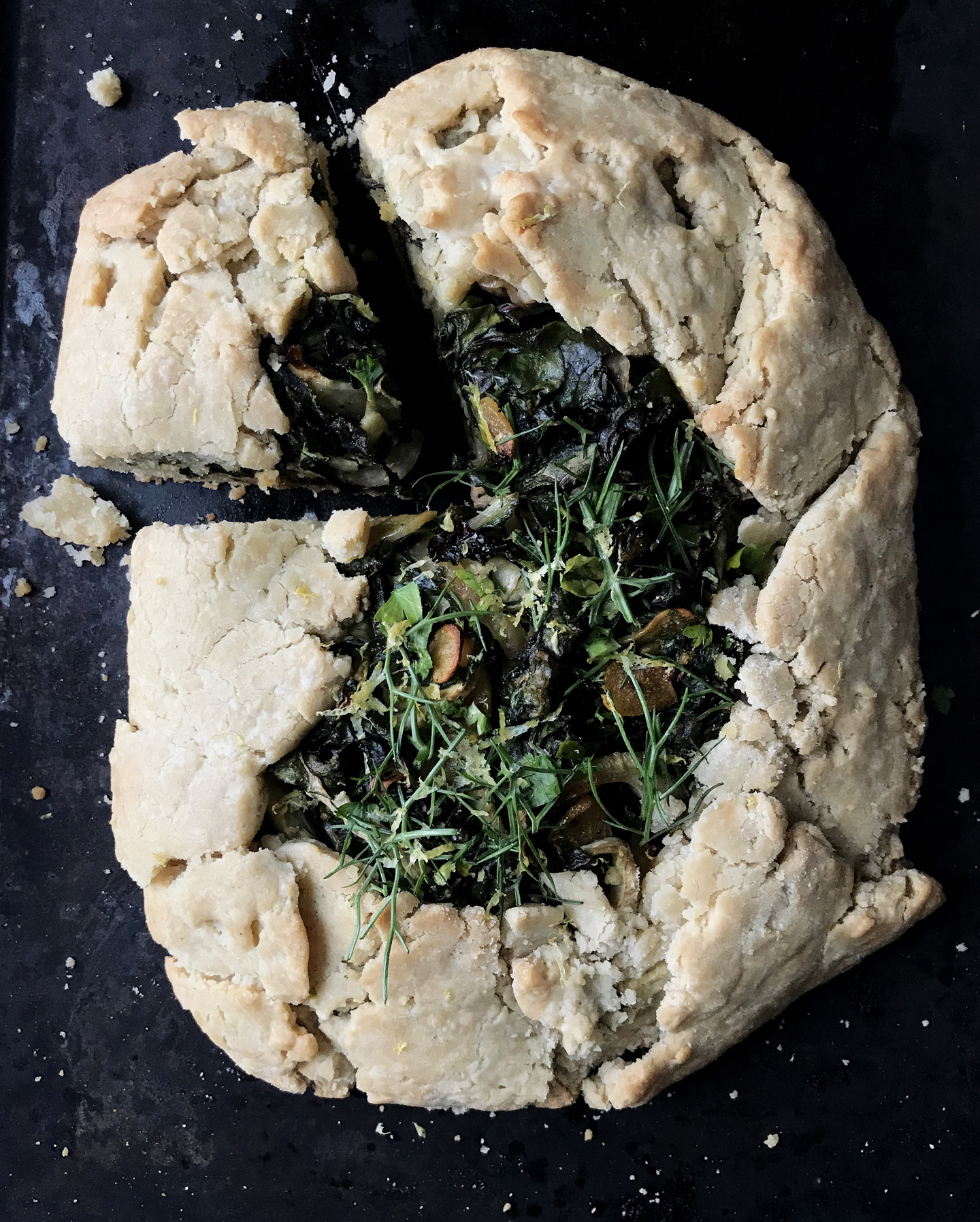 Spring Vegetable Galette with Pumpkin Seed Crema
